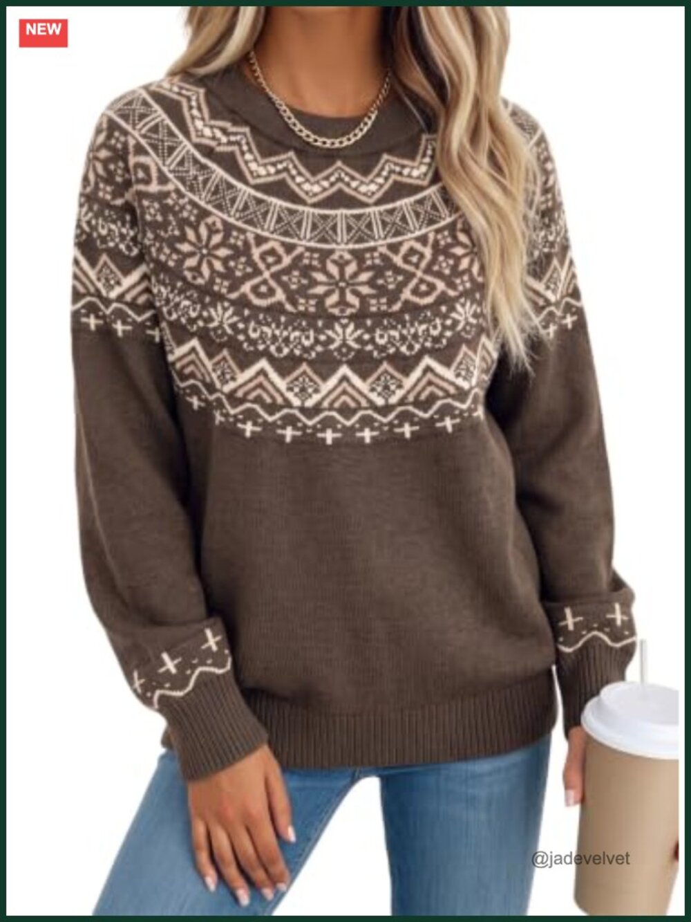 Women's Fall Graphic Sweater Crew Neck Long Sleeve Knit Pullover